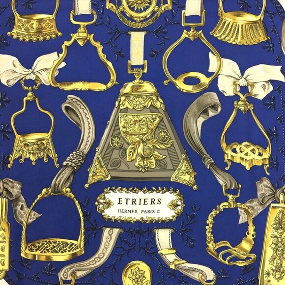 046183P (S2) Hermes Scarf Etriers Carre 90 Multicolor Silk 100% - Picture 6 of 9